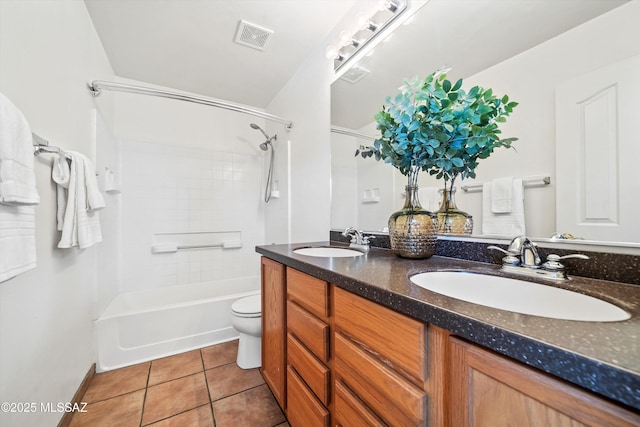 3398 W Sagebrush Hills Ct, Tucson, AZ 85741 - full bathroom featuring double vanity, tile patterned floors, visible vents, and a sink