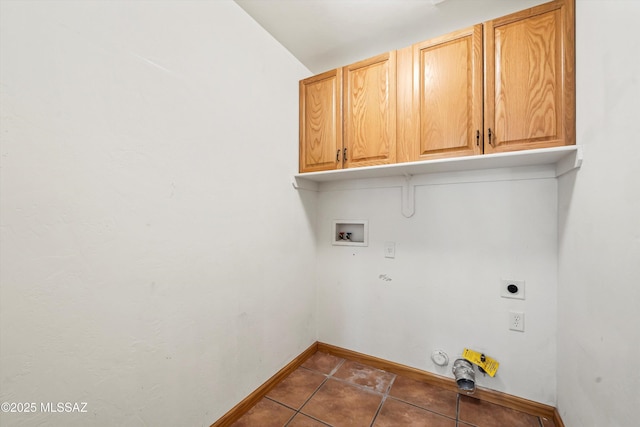 3398 W Sagebrush Hills Ct, Tucson, AZ 85741 - washroom with cabinet space, washer hookup, gas dryer hookup, baseboards, and hookup for an electric dryer