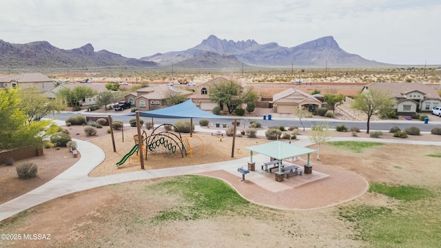 8754 W Denstone Rd, Marana, AZ 85653 - view of home's community with a gazebo, a residential view, and a mountain view