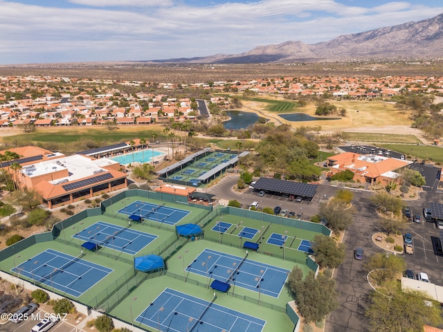 bird's eye view featuring a residential view and a mountain view