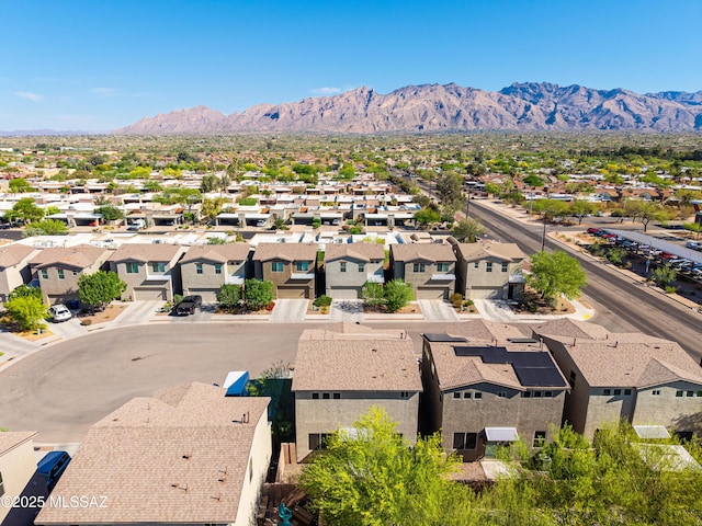 birds eye view of property featuring a residential view and a mountain view