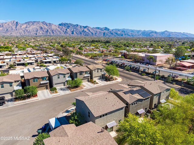 drone / aerial view with a mountain view and a residential view