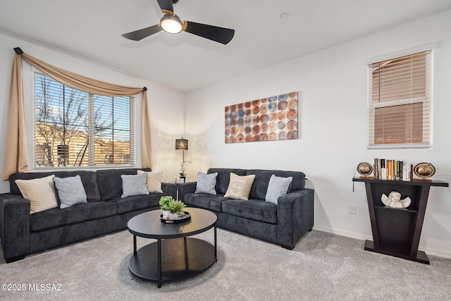 10150 S Rolling Water Dr, Vail, AZ 85641 - living area with carpet flooring, baseboards, and a ceiling fan
