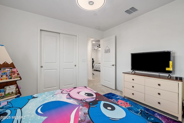 10150 S Rolling Water Dr, Vail, AZ 85641 - bedroom featuring light colored carpet, a closet, and visible vents