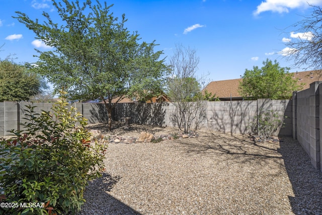 view of yard with a fenced backyard