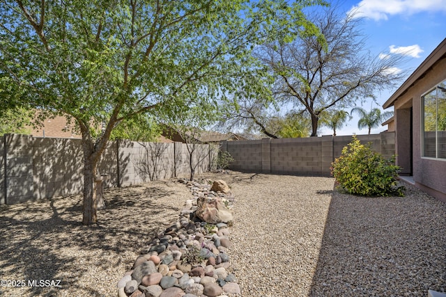 view of yard with a fenced backyard