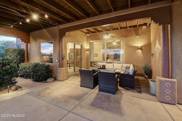 view of patio / terrace with outdoor lounge area and a ceiling fan