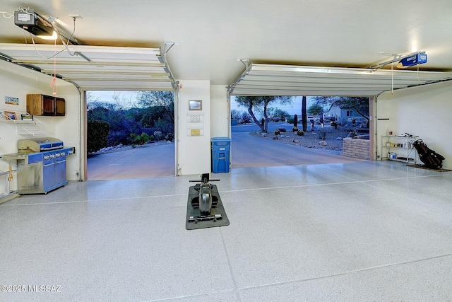 garage with a garage door opener
