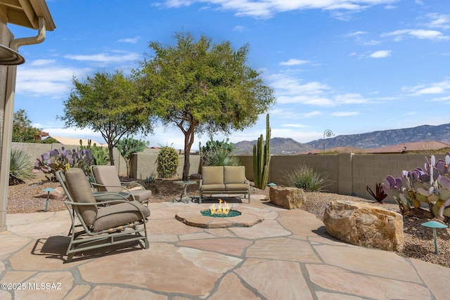 39425 S Mchaney Ct, Tucson, AZ 85739 - view of patio featuring a fenced backyard and a mountain view
