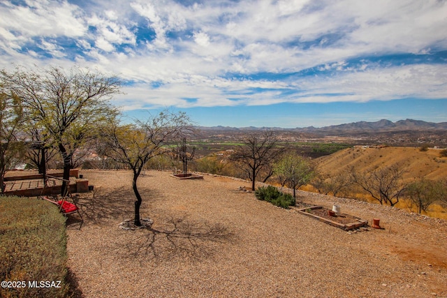 view of yard with a mountain view