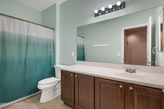 bathroom with tile patterned floors, toilet, and vanity