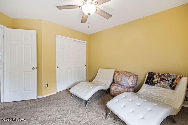 15046 S Harry Truman Pl, Sahuarita, AZ 85629 - sitting room featuring carpet flooring, a ceiling fan, and baseboards