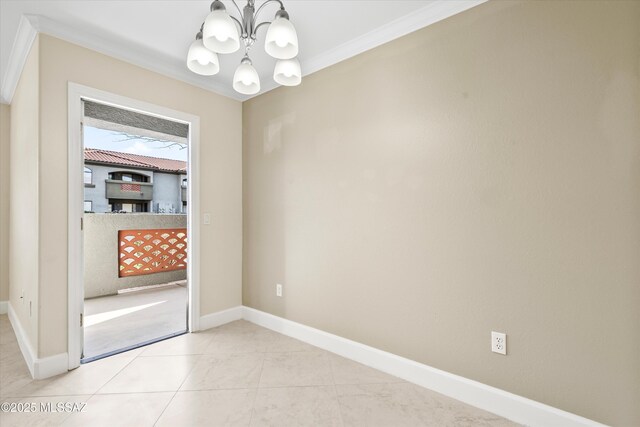 5751 N Kolb Rd Unit 2101, Tucson, AZ 85750 - unfurnished room with a chandelier, crown molding, baseboards, and light tile patterned flooring