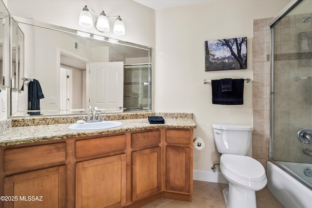 5751 N Kolb Rd Unit 2101, Tucson, AZ 85750 - bathroom featuring toilet, tile patterned floors, vanity, enclosed tub / shower combo, and baseboards