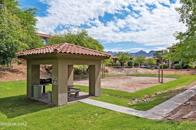 5751 N Kolb Rd Unit 2101, Tucson, AZ 85750 - view of property's community with a gazebo, volleyball court, a mountain view, and a lawn