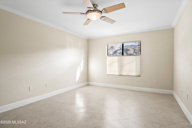 5751 N Kolb Rd Unit 2101, Tucson, AZ 85750 - empty room with crown molding, ceiling fan, baseboards, and light tile patterned floors