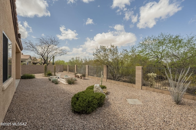 view of yard with a fenced backyard and a patio area