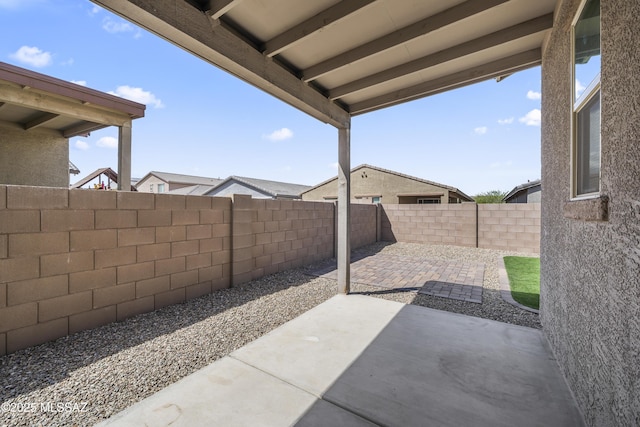 view of patio featuring a fenced backyard