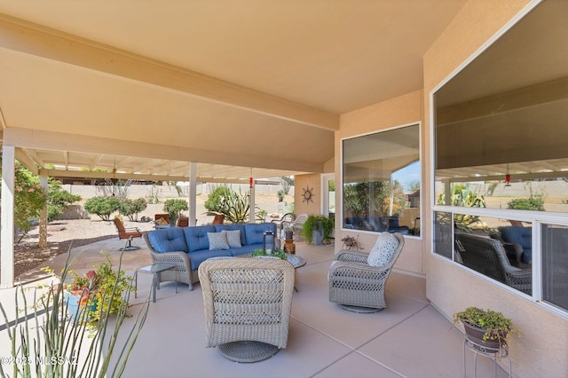 view of patio featuring an outdoor hangout area