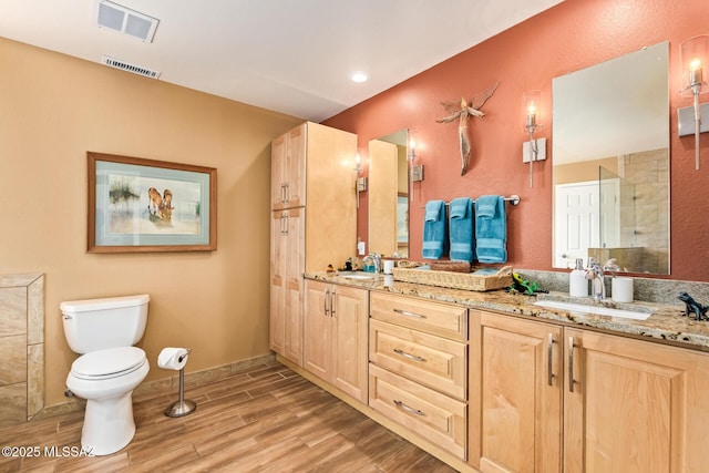 4720 E Wagon Train Rd, Tucson, AZ 85739 - bathroom with tile walls, visible vents, a freestanding tub, and a walk in shower