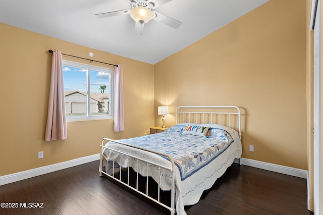 9704 E Paseo, San Rosendo, Tucson, AZ 85747 - bedroom featuring baseboards, ceiling fan, and wood finished floors