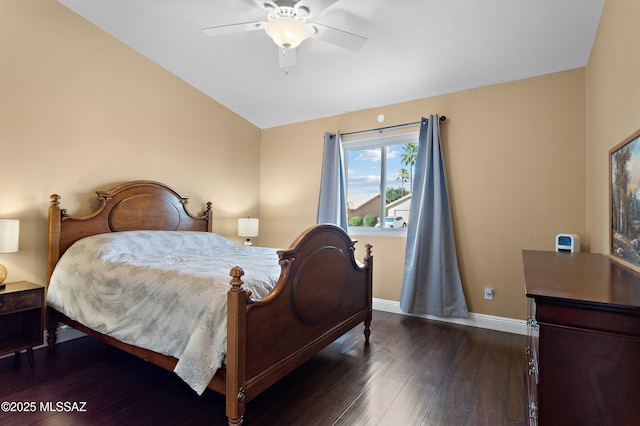 9704 E Paseo, San Rosendo, Tucson, AZ 85747 - bedroom featuring dark wood-type flooring, baseboards, and ceiling fan