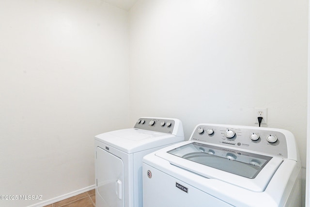 4173 N Fortune Loop, Tucson, AZ 85719 - clothes washing area featuring washing machine and clothes dryer, light tile patterned floors, and baseboards