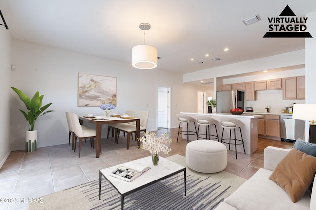 4173 N Fortune Loop, Tucson, AZ 85719 - living area featuring light tile patterned floors and recessed lighting