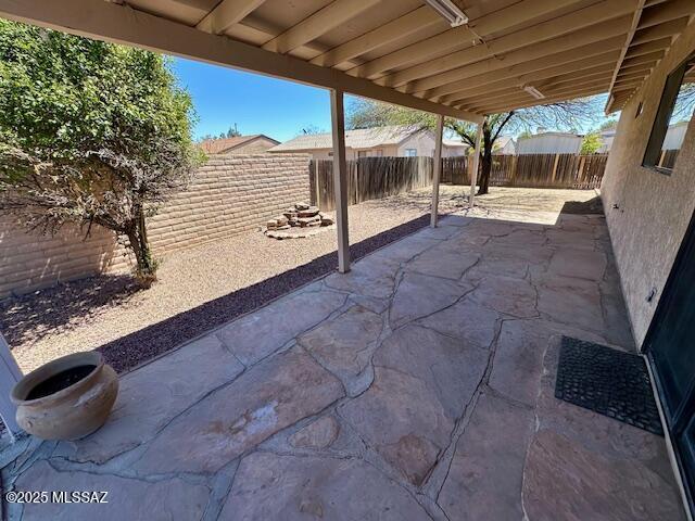 view of patio featuring a fenced backyard