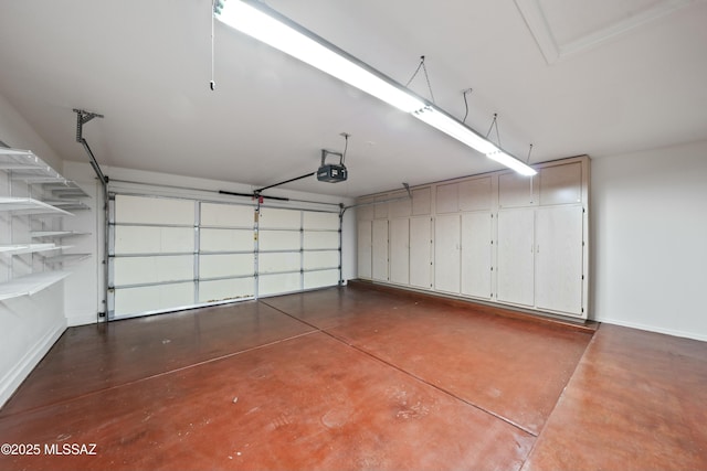 garage featuring baseboards and a garage door opener
