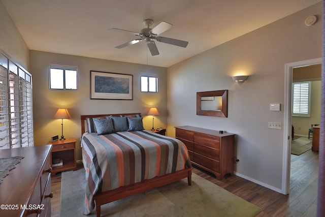 5200 E Calle Vista De Colores, Tucson, AZ 85711 - bedroom with wood finished floors, baseboards, and ceiling fan