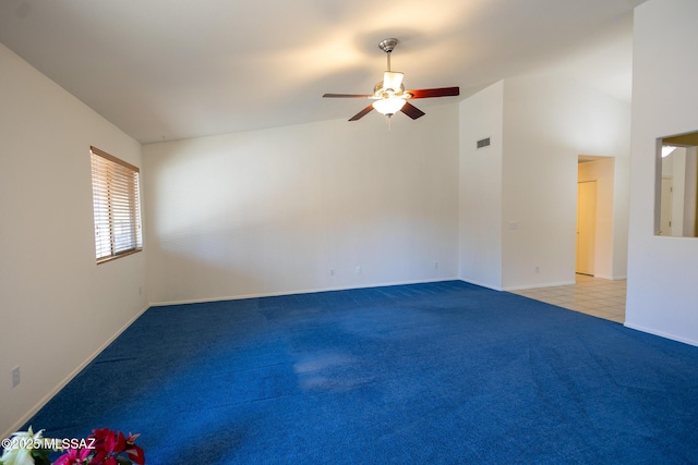 10532 E Malta St, Tucson, AZ 85747 - spare room with vaulted ceiling, ceiling fan, carpet, and baseboards