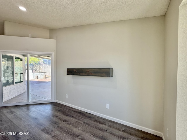 3438 Avenida Del Pueblo, Tucson, AZ 85746 - unfurnished room with baseboards, a textured ceiling, recessed lighting, and dark wood-style flooring