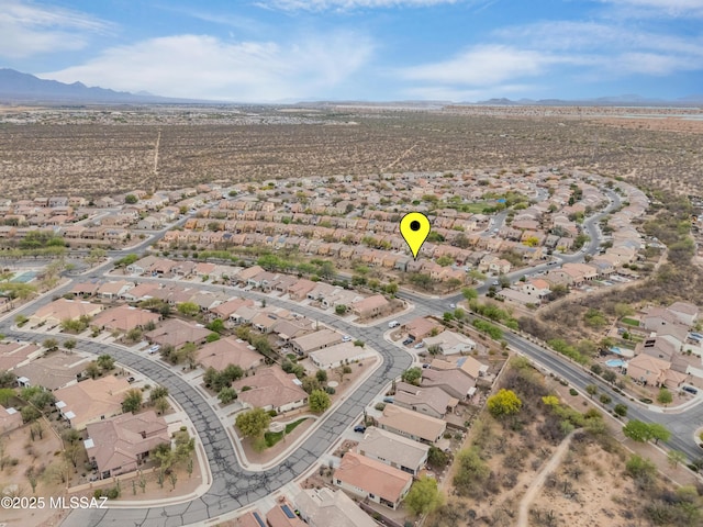 bird's eye view with a mountain view and a residential view