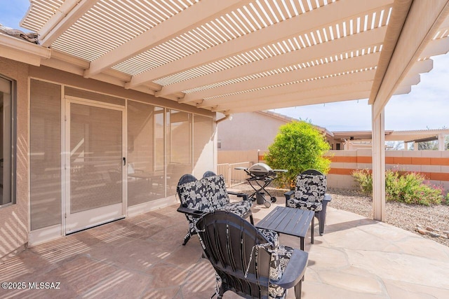 36526 S Wind Crest Dr, Tucson, AZ 85739 - view of patio / terrace featuring a pergola and fence