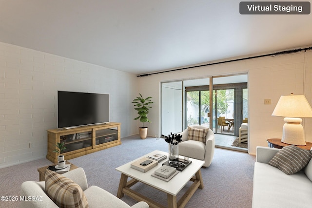 view of carpeted living area