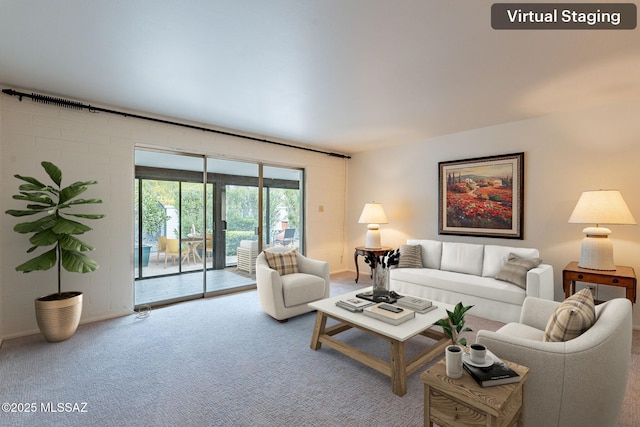 view of carpeted living area