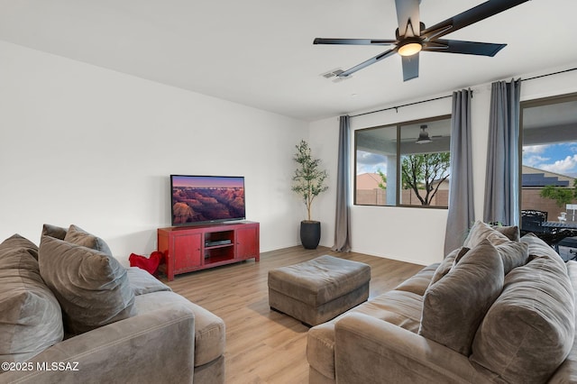 14239 E Axle Dr, Vail, AZ 85641 - living room with light wood finished floors and ceiling fan