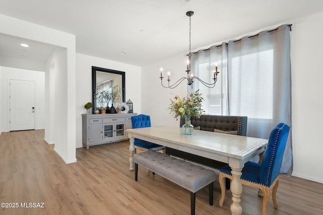 14239 E Axle Dr, Vail, AZ 85641 - dining space featuring a chandelier, light wood-style flooring, baseboards, and recessed lighting