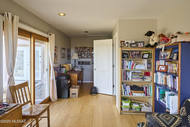 office area featuring wood finished floors