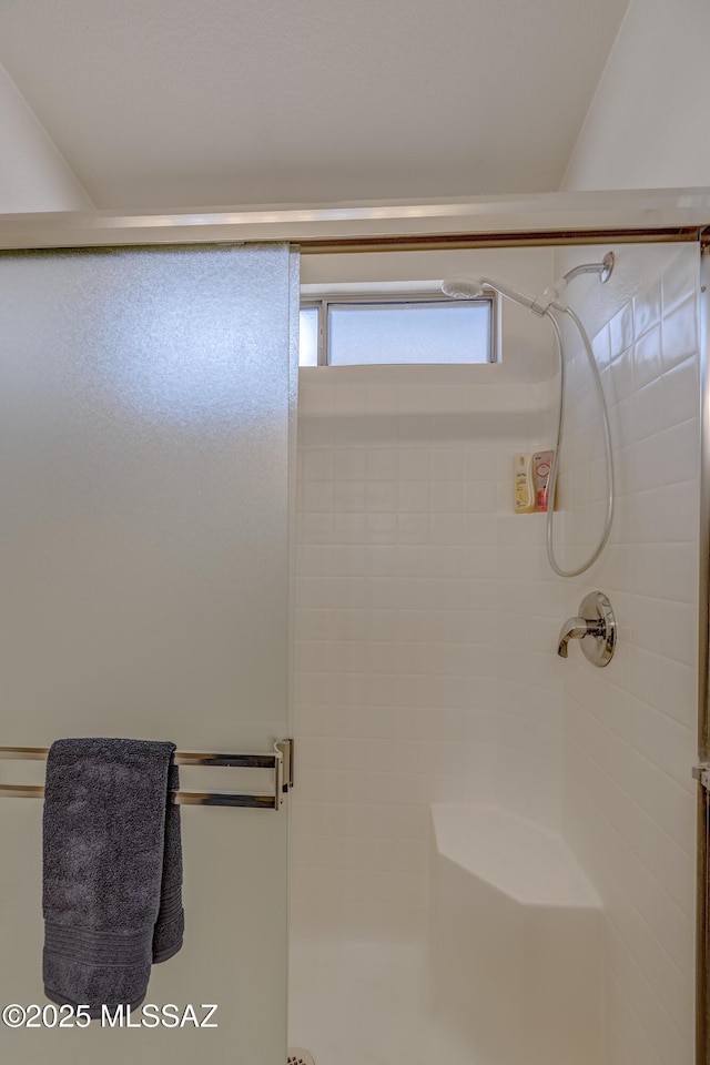 bathroom featuring a shower stall
