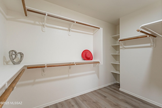 walk in closet featuring light wood-style floors