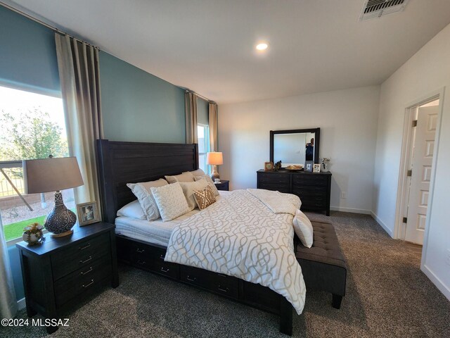 14023 E Canidae Dr E, Vail, AZ 85641 - bedroom featuring baseboards, visible vents, recessed lighting, and dark carpet