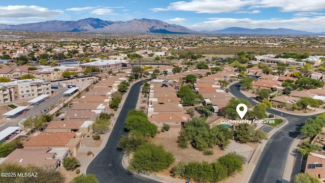 aerial view with a residential view and a mountain view