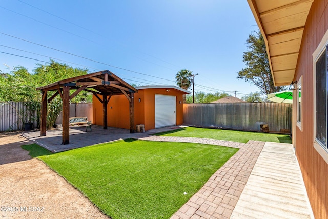 5914 E Beverly St, Tucson, AZ 85711 - view of yard with a fenced backyard, an outbuilding, a patio area, and a storage shed