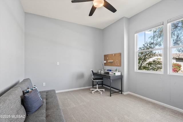 7415 W Cactus Flower Pass, Marana, AZ 85658 - carpeted home office featuring ceiling fan and baseboards