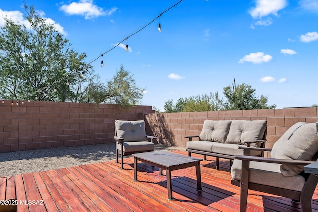 7415 W Cactus Flower Pass, Marana, AZ 85658 - wooden terrace with an outdoor hangout area