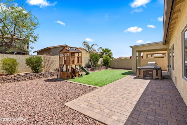 33743 S Ballad Dr, Red Rock, AZ 85145 - view of patio with a fenced backyard and a playground