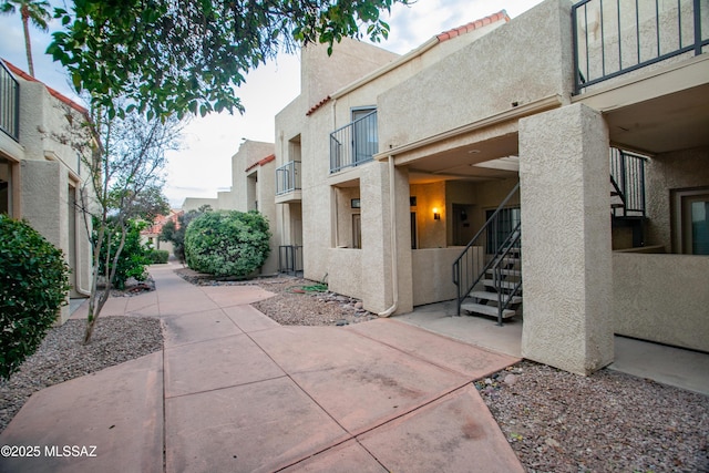 view of patio with stairway