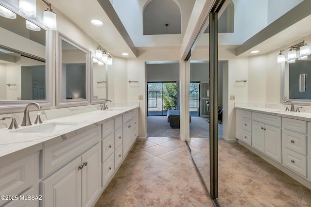 6091 N Golden Eagle Dr, Tucson, AZ 85750 - full bath with recessed lighting, double vanity, and a sink